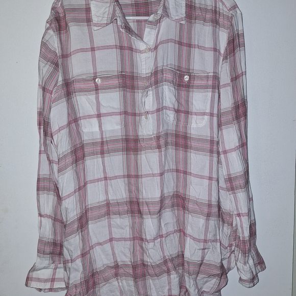 Caslon Womens Pink and White Plaid Button Down Shirt - Picture 1 of 4